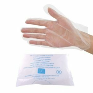 Guante de plastico talla unica marca Cahnos para examen medico
