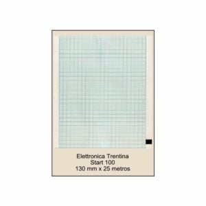 Rollo papel térmico Elettronica Trentina modelo Start 100, color cuadrícula azul, medidas 130mm x 25mts
