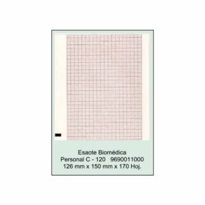 Block papel térmico Esaote Biomedica modelo Personal 120, medidas 126mmx150mm, 170 hojas, cuadrícula roja, caja 20 unidades