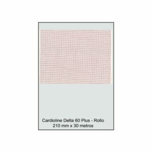 Rollo papel térmico Cardioline modelo DELTA 60 PLUS, color rojo, medidas 210mm x 30m