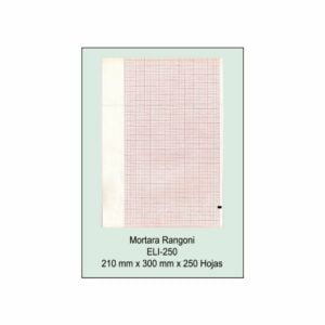 Block papel térmico Mortara Rangoni modelo ELI 250 i y ELI 350, referencia 0553200, 210mmx300mm, 250 hojas, color cuadrícula rojo
