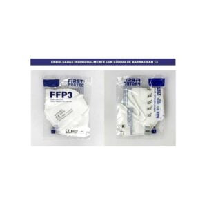 Mascarilla FFP3 con gomas y sin valvula, color blanco, calidad premium AZV