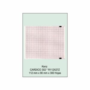 Block papel térmico Kenz modelo Cardico 302, rojo, 112x90mm, 300 hojas por caja de 10 unidades, ref 0992055