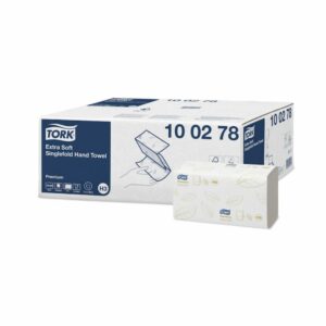 Toalla de mano Tork doblada en V extra suave blanca 23x22.6 cm