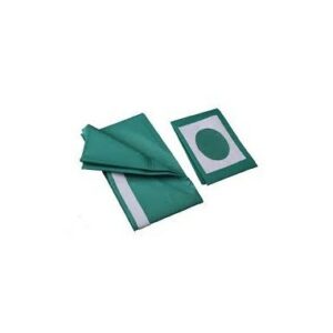 Sábanas paños desechables estériles de viscosa plastificada con fenestra de 8 cm y adhesivo, tamaño 50x40 cm