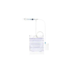 Set estéril para punción pleural con 3 agujas de calibres 3, 5 y 6, bolsa de drenaje 2000 ml, tubo de extensión con válvula de tres vías y jeringa de 50 ml