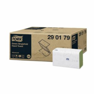 Toalla de mano Tork doblada en V verde reciclada 23x24,8 cm