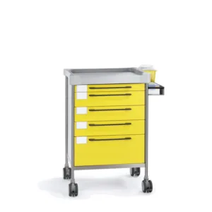 Carro MRI 3 Tesla color amarillo con frente de clasificación visual para material médico, SKU 3129MRIY