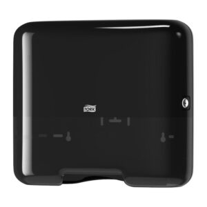 Tork dispensador mini para toalla doblada en color negro, medidas 291x332x135mm