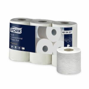 Tork papel higiénico convencional suave blanco 9.5cm x 50mts 2 capas paquete 6 unidades referencia 605487