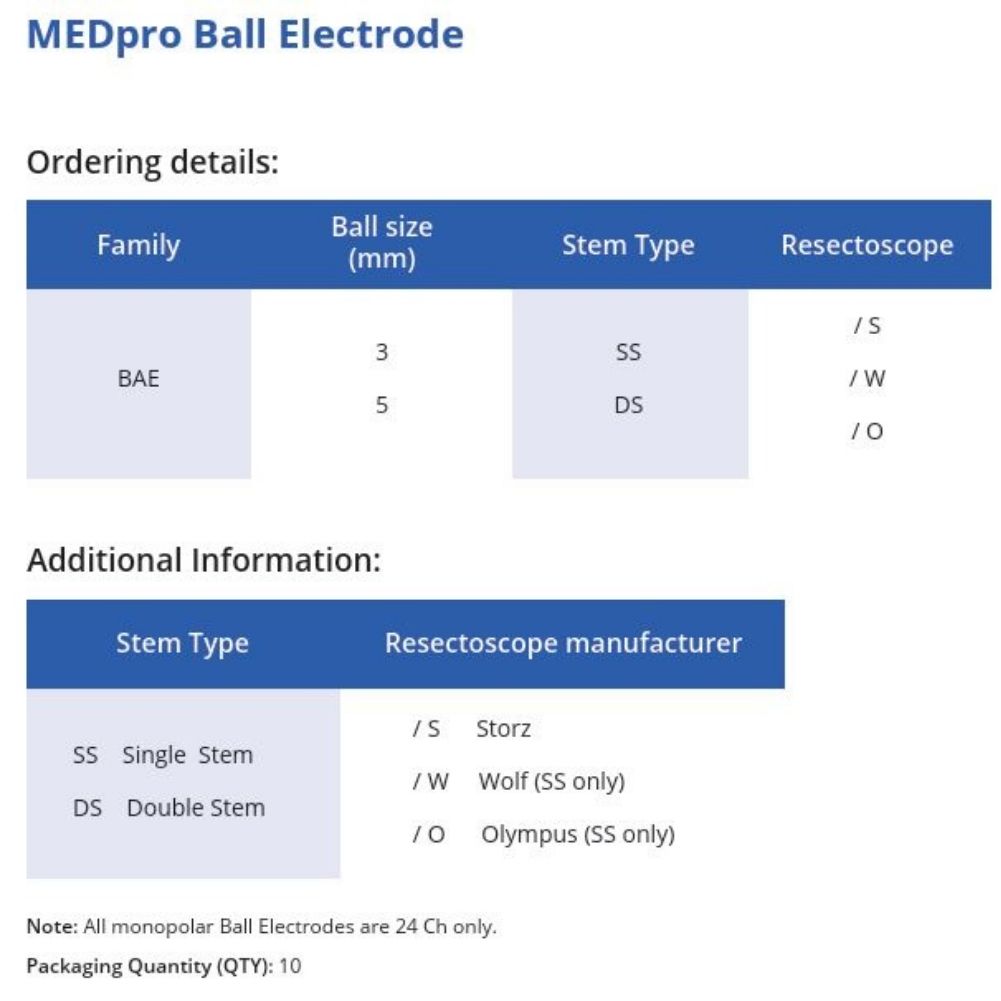 BAEXX Electrodo de Bola para coagulacion y ablacion de tejidos blandos. Vastago unico single Stem doble tipo Storz Lobo Olimpus FOTO 3