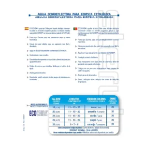 BIOCHIBAECHO001 Aguja de biopsia citologica tipo Chiba eco reflectante 18G 2