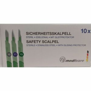 Bisturi desechable estéril modelo 15 acero carbono