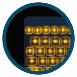 Retroiluminación regulable para teclado médico, disponible en blanco y negro, con control de intensidad de luz