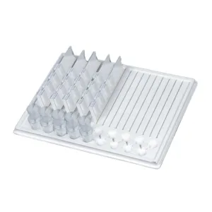 Bandeja de medicacion semanal 2100 con 19 dispensadores individuales y 4 compartimentos cada uno, SKU CMLP-F-BLP-2100