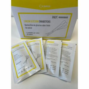 Bastoncillos de algodón con glicerina y sabor limón para higiene bucal de ancianos y pacientes oncológicos