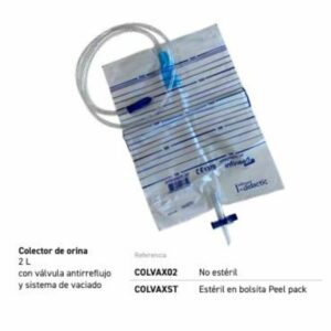 Bolsa de Orina COLVAXST estéril 2000 ml con válvula de retención y grifo de vaciado cruzado