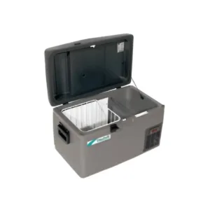 Nevera portátil con compresor para vehículo 12V 24V y hogar 110V 240V, medidas 600x370x400mm, rango temperatura +10º a -10º