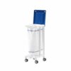 Cesto individual resistente para lavandería médica MRI, dimensiones 505x400x1005 mm, acero con recubrimiento antimicrobiano, ruedas giratorias con bloqueo, compatible hasta 3 tesla