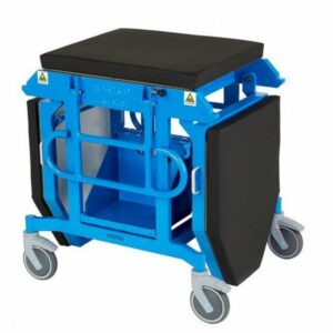 Camilla A-magnética modelo Cubo con altura fija y plegable, escalones laterales y respaldo ajustable para resonancia magnética