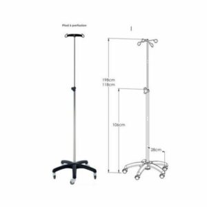 Porta suero no magnetico para resonancia magnetica MRI con ruedas y altura ajustable