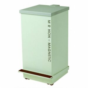 Cubo de basura de 50 litros con pedal para resonancia magnetica mobile, capacidad hasta 3 Tesla, dimensiones 510x700x520mm