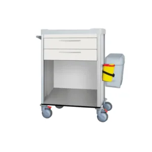 Carro de curas con cajones ISO, estructura de acero galvanizado y aluminio, superficies ABS desinfectables