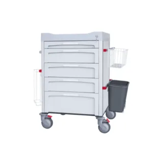 Carro de curas de cajones en ABS con estructura de acero galvanizado y aluminio, cajones ISO regulables y sistema soft-close