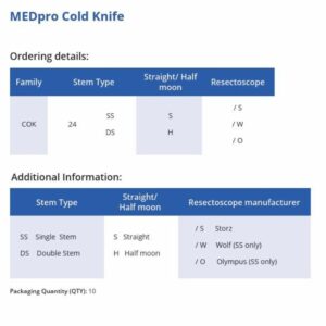 COK DSX Electrodo de Cuchilla Fria Cold Knife Medpro para coagulacion y ablacion de tejidos blandos. Vastago unico doble doble Stem foto 3