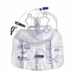 Bolsa de orina de 2000 ml con grifo de vaciado y gancho integrado, sistema cerrado esteril para drenaje vejiga