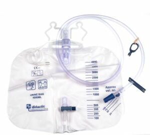 Bolsa de orina de 4000 ml modelo COL4CCGS con grifo de vaciado y gancho integrado, sistema cerrado estéril para cateterización urinaria
