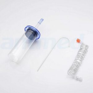 Jeringa medio de contraste para injectores CT9000 Guerbet y Optivantage Dual Head, incluye tubo conexion y quick file tube