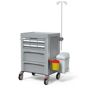 Carro unidosis de cassettes hospitalario con 4 ruedas y cerradura, modelo F-DNOVMED-C, para transporte de medicamentos en unidosis