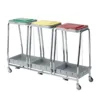 Carro de ropa sucia CMLP-F-LP-580 de acero inoxidable con tapa, pedal y 4 ruedas giratorias para hospital y geriátrico
