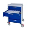 Carro de medicación con 5 cajones extraíbles para cajas dispensadoras SPD, estructura en ABS y acero galvanizado, 4 ruedas giratorias con freno