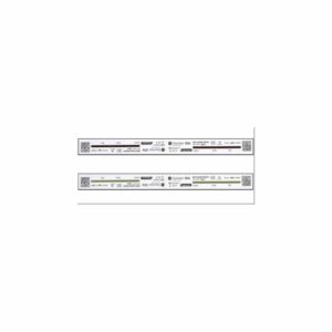 Indicador químico multivariable tipo 4 para óxido de etileno, dimensiones 200 x 16 mm, troquelado en mitades de 100 x 16 mm, soporte de cartulina impresa