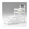 Silla radiotransparente para exploracion de trastornos rectales con recipiente colector y cojines de espuma PU