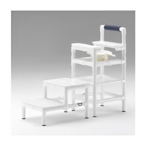 Silla radiotransparente para exploracion de trastornos rectales con recipiente colector y cojines de espuma PU