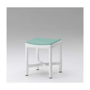 Asiento auxiliar de espera RM compatible con cojín de espuma blanda y abertura higiénica, diseñado para resonancia magnética hasta 3 teslas