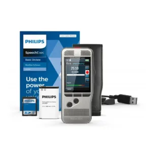 DPM 4 Philips Dictafono profesional con interruptor cuatro posiciones, tarjeta SD y software SpeechExec para transcripcion medica legal corporativa