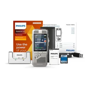 DPM 4 Philips dictador profesional con interruptor deslizable, tarjeta SD y software SpeechExec Pro