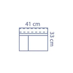 Alforja estéril de polietileno transparente con dos adhesivos y dos compartimientos para instrumentos quirúrgicos, tamaño 41 x 33 cm
