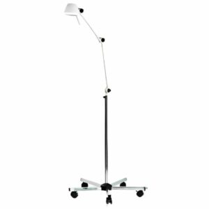 Lámpara móvil de batería con ruedas y brazo articulado, compatible con resonancia magnética, iluminación halógena de 50 vatios