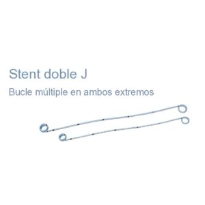 Stent doble J con bucle múltiple en ambos extremos, abrazadera y alambre guía (azul o blanco).