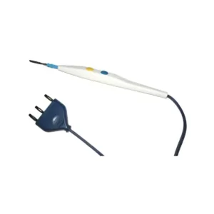 Electrobisturí desechable con cable de 320 cm, diámetro 2,38 mm, conector Valleylab y cuchilla F4048. Caja de 50 unidades.