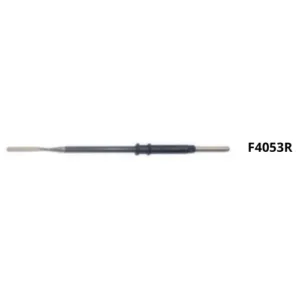 Electrodo de electrocirugía reutilizable de acero inoxidable diámetro 2.38 mm con cuchilla de 100 mm, presentado en caja de 5 unidades.