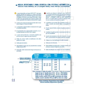 FASTCUTC21 Aguja desechable para Biopsia con Pistola Automatica Tipo C 21G 2