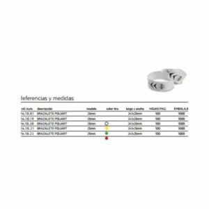 Brazalete de identificación Poliart 25 mm con cierre adhesivo hipoalergénico, material plástico sintético y corte inviolable