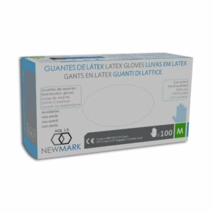 Guante de Latex con Polvo marca New Mark Talla G. Caja de 100 unidades.