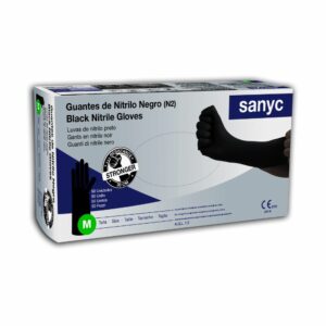 Guante de Nitrilo  Marca Sanic color Negro Stronger 30 cm Talla G. Precio de 50 unidades.